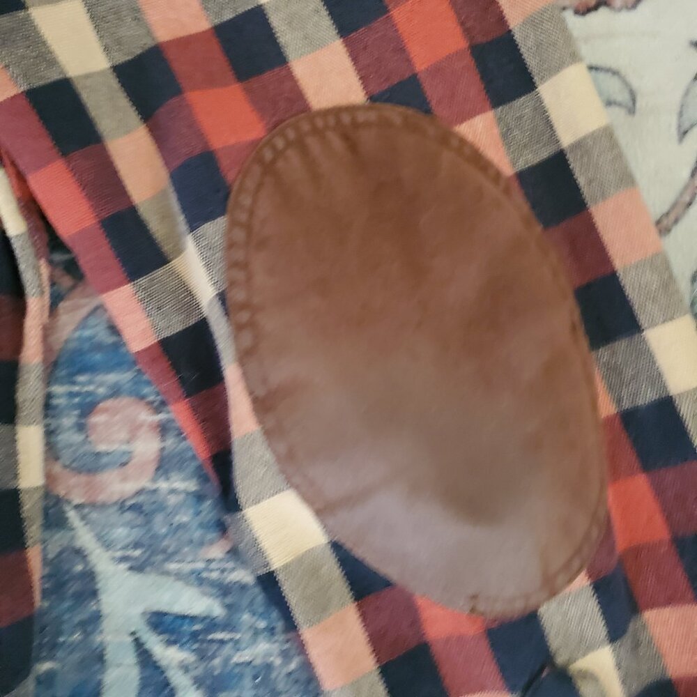 J Crew Mercantile Checkered Flannel W/ Elbow Patches - Picture 9 of 10